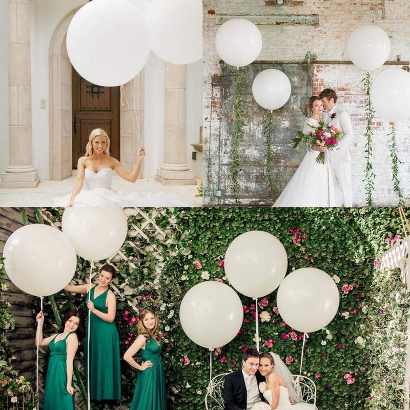 BESSEEK Giant Balloons 36 Inch Large balloon Latex White Balloon (Premium Helium Quality), for Birthdays Wedding Party Festivals Photo Shoot New Year Christmas Event Decorations, 6 PCS - Image 4